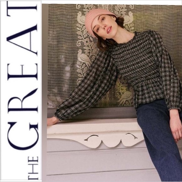 NWOT THE GREAT The Contessa Linen-Blend Top 1 - Picture 1 of 10
